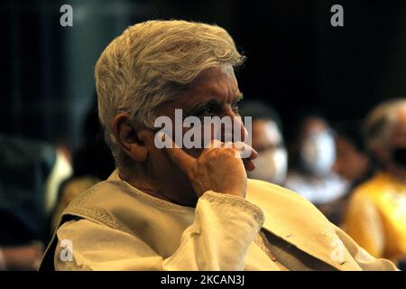 Der indische Dichter, Drehbuchautor und Texter Javed Akhtar nimmt am 11. März 2021 an der Vorstellung eines Musikvideos im Le Meridien in Neu-Delhi Teil. (Foto von Mayank Makhija/NurPhoto) Stockfoto