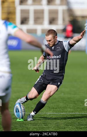 Brett Connon von Newcastle Falcons tritt am Samstag, den 13.. März 2021, beim Spiel der Gallagher Premiership zwischen Newcastle Falcons und Bath Rugby im Kingston Park, Newcastle, um das Tor. (Foto von Chris Lishman/MI News/NurPhoto) Stockfoto
