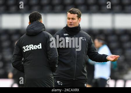 Derby County Torwarttrainer Shay während des Sky Bet Championship-Spiels zwischen Derby County und Millwall im Pride Park, Derby, Großbritannien, am 13.. März 2021 gegeben. (Foto von Jon Hobley/MI News/NurPhoto) Stockfoto