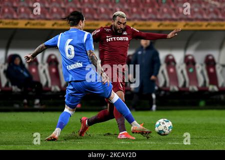 Biltel Omrani, Stürmer des CFR Cluj, im Einsatz während des CFR Cluj gegen Poli Iasi, rumänische Liga 1, Dr. Constantin Radulescu Stadium, Cluj-Napoca, Rumänien, 14. März 2021 (Foto: Flaviu Buboi/NurPhoto) Stockfoto