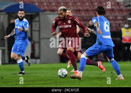 Biltel Omrani, Stürmer des CFR Cluj, im Einsatz während des CFR Cluj gegen Poli Iasi, rumänische Liga 1, Dr. Constantin Radulescu Stadium, Cluj-Napoca, Rumänien, 14. März 2021 (Foto: Flaviu Buboi/NurPhoto) Stockfoto
