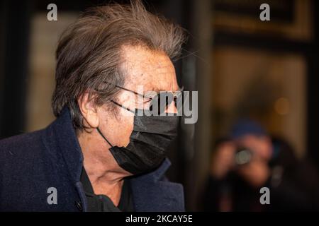 Al Pacino verlässt sein Hotel, bevor am 14. März 2021 in Mailand, Italien, das Haus von Gucci gedreht wird. (Foto von Alessandro Bremec/NurPhoto) Stockfoto