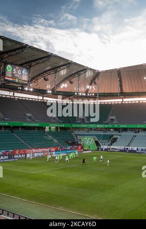 Ein Blick ins Stadion während des Bundesliga-Spiels zwischen dem VfL Wolfsburg und dem FC Schalke 04 in der Volkswagen Arena am 13. März 2021 in Wolfsburg. (Foto von Peter Niedung/NurPhoto) Stockfoto