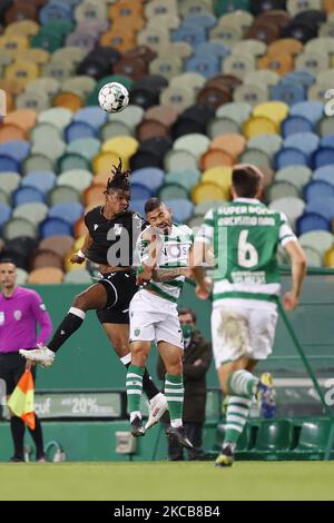 Tabata in Aktion während des Spiels für die Liga NOS zwischen Sporting CP und Vitoria SC, im Estadio Alvalade, Lissabon, Portugal, 20, März 2021. Alle Spieler hatten den Namen No AO Racismo (No to Rassismus) aufgrund der Liga NOS Kampagne gegen Rassismus im Fußball ersetzt (Foto: JoÃ£o Rico/NurPhoto) Stockfoto