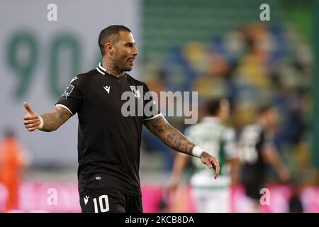 Quaresma während des Spiels der Liga NOS zwischen Sporting CP und Vitoria SC, im Estadio Alvalade, Lissabon, Portugal, 20, März 2021. Alle Spieler hatten den Namen No AO Racismo (No to Rassismus) aufgrund der Liga NOS Kampagne gegen Rassismus im Fußball ersetzt (Foto: JoÃ£o Rico/NurPhoto) Stockfoto