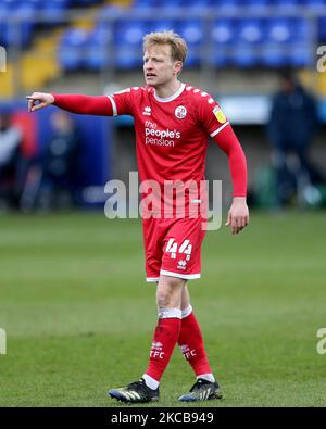 Josh Wright von Crawley Town während des Sky Bet League 2-Spiels zwischen Barrow und Crawley Town in der Holker Street, Barrow-in-Furness am Samstag, den 20.. März 2021. (Foto von Mark Fletcher/MI News/NurPhoto) Stockfoto