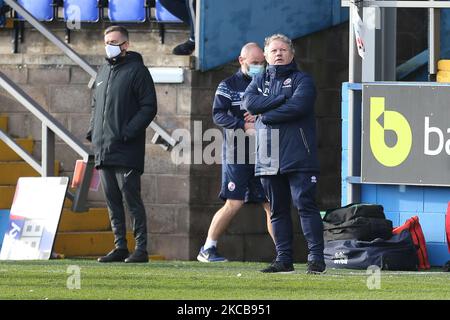 John Yems, Stadtmanager von Crawley, während des Spiels der Sky Bet League 2 zwischen Barrow und Crawley Town in der Holker Street, Barrow-in-Furness am Samstag, den 20.. März 2021. (Foto von Mark Fletcher/MI News/NurPhoto) Stockfoto