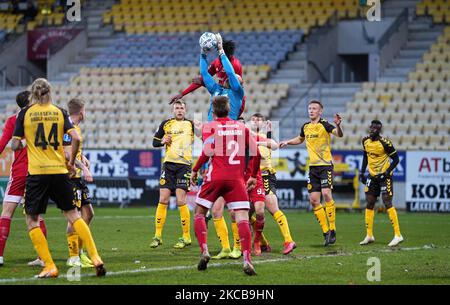 Matej Delac von AC Horsens während des Superliga-Spiels zwischen Horsens und Lyngby im Horsens-Stadion, Horsens, Dänemark, am 21. März 2021. (Foto von Ulrik Pedersen/NurPhoto) Stockfoto