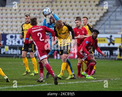 Matej Delac von AC Horsens während des Superliga-Spiels zwischen Horsens und Lyngby im Horsens-Stadion, Horsens, Dänemark, am 21. März 2021. (Foto von Ulrik Pedersen/NurPhoto) Stockfoto