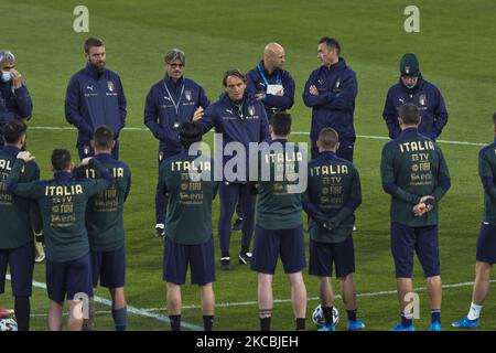 Italienische Fußballnationalmannschaft mit Training im Vasil Levski Nationalstadion in Sofia, Bulgarien, 27. März 2021. Italien wird Bulgarien beim Fußballspiel der Qualifikationsgruppe C der FIFA-Weltmeisterschaft 2022 am 28. März 2021 gegenüberstehen (Foto: Georgi Paleykov/NurPhoto) Stockfoto