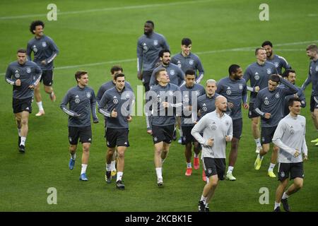 Spieler aus Deutschland während eines Team Germany Trainings in der Arena Nationala am 27. März 2021 in Bukarest, Rumänien. (Foto von Alex Nicodim/NurPhoto) Stockfoto