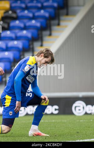 Joe Pigott von AFC Wimbledon ist am Samstag, dem 27.. März 2021, beim Spiel der Sky Bet League 1 zwischen AFC Wimbledon und Northampton Town in der Plough Lane in Wimbledon zu sehen. (Foto von Federico Maranesi/MI News/NurPhoto) Stockfoto