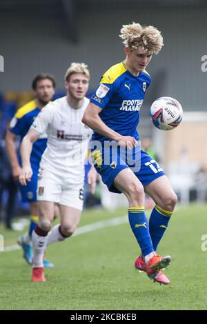 Jack Rudoni vom AFC Wimbledon kontrolliert den Ball während des Spiels der Sky Bet League 1 zwischen AFC Wimbledon und Northampton Town in der Plough Lane, Wimbledon, am Samstag, 27.. März 2021. (Foto von Federico Maranesi/MI News/NurPhoto) Stockfoto