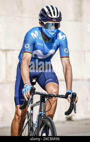 01 Alejandro Valverde aus Spanien von Movistar Team während der 100. Volta Ciclista a Catalunya 2021, Etappe 6 von Barcelona nach Barcelona. Am 28. März 2021 in Barcelona, Spanien. (Foto von Xavier Bonilla/NurPhoto) Stockfoto