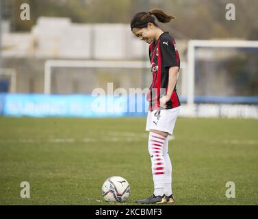 Yui Hasegawa vom AC Mailand während der Women Serie Ein Spiel zwischen dem FC Internazionale und dem AC Mailand im Suning Youth Development Center zum Gedenken an Giacinto Facchetti am 28. März 2021 in Mailand, Italien. (Foto von Giuseppe Cottini/NurPhoto) Stockfoto