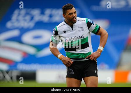 Luther Burrell von Newcastle Falcons schaut am 28.. März 2021 beim Gallagher Premiership-Spiel zwischen Leicester Tigers und Newcastle Falcons in der Welford Road, Leicester, Engalnd, auf. (Foto von Chris Lishman/MI News/NurPhoto) Stockfoto