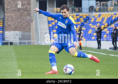 Cheye Alexander vom AFC Wimbledon kontrolliert den Ball während des Spiels der Sky Bet League 1 zwischen AFC Wimbledon und Northampton Town am 27.. März 2021 in der Plough Lane, Wimbledon, England. (Foto von Federico Maranesi/MI News/NurPhoto) Stockfoto