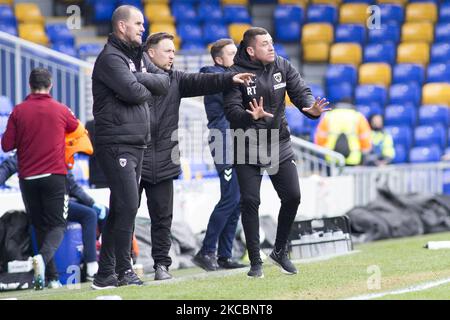 Glyn Hodges von AFC Wimbledon ist am 27.. März 2021 beim Spiel der Sky Bet League 1 zwischen AFC Wimbledon und Northampton Town in der Plough Lane, Wimbledon, England, zu sehen. (Foto von Federico Maranesi/MI News/NurPhoto) Stockfoto