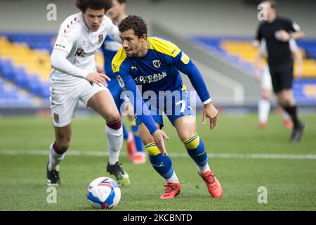 Cheye Alexander vom AFC Wimbledon kontrolliert den Ball während des Spiels der Sky Bet League 1 zwischen AFC Wimbledon und Northampton Town am 27.. März 2021 in der Plough Lane, Wimbledon, England. (Foto von Federico Maranesi/MI News/NurPhoto) Stockfoto