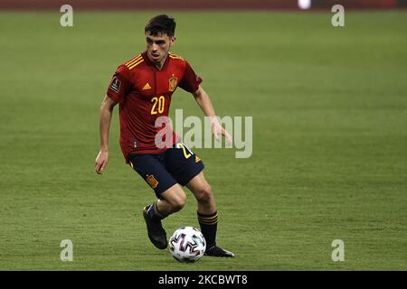 Pedro Gonzalez Pedri (FC Barcelona) aus Spanien in Aktion während des Qualifikationsspiel der FIFA Fußball-Weltmeisterschaft 2022 in Katar zwischen Spanien und Kosovo am 31. März 2021 im Estadio de La Cartuja in Sevilla, Spanien. (Foto von Jose Breton/Pics Action/NurPhoto) Stockfoto