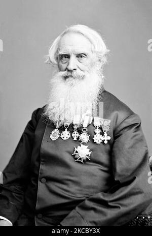Porträt von Samuel Morse, Erfinder des einadrigen elektrischen Telegraphensystems, 1866. Stockfoto