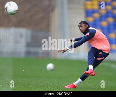 Thimothee Lo-Tutala von Tottenham Hotspur unter 18s während FA Youth Cup vierte Runde richtig zwischen AFC Wimbledon und Tottenham Hotspur auf Plough Lane Boden am 31.. März 2021 in Wimbledon, England. (Foto von Action Foto Sport/NurPhoto) Stockfoto