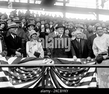 Präsident Calvin Coolidge warf 1925 die erste Seillänge aus. Stockfoto