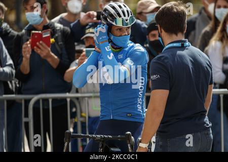 01 Alejandro Valverde aus Spanien, Portrait des Movistar Teams, während der 100.. Volta Ciclista a Catalunya 2021, Etappe 1 von Calella nach Calella. Am 22. März 2021 in Calella, Spanien. (Foto von Xavier Bonilla/NurPhoto) Stockfoto