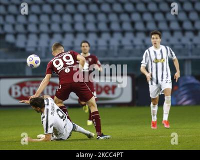 Alessandro Buongiorno während des Fußballspiels der Serie A zwischen dem FC Turin und dem FC Juventus im Olympiastadion Grande Torino am 03. April 2021 in Turin, Italien. (Foto von Loris Roselli/NurPhoto) Stockfoto