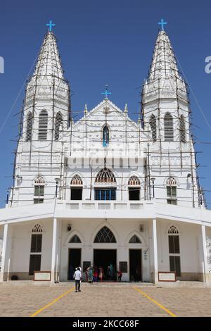 Annai Velankanni Kirche (Basilika unserer Lieben Frau von guter Gesundheit) in Velankanni, Tamil Nadu, Indien. (Foto von Creative Touch Imaging Ltd./NurPhoto) Stockfoto