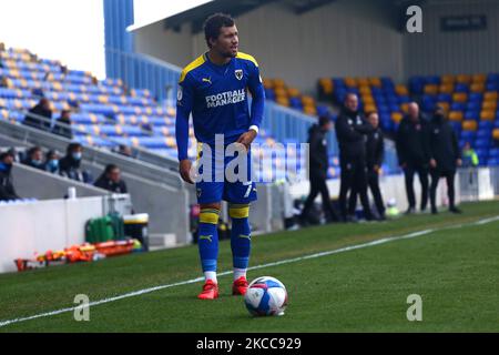 Cheye Alexander vom AFC Wimbledon kontrolliert den Ball während des Spiels der Sky Bet League 1 zwischen AFC Wimbledon und Fleetwood Town am 5.. April 2021 in Plough Lane, Wimbledon, London, Großbritannien. (Foto von Federico Maranesi/MI News/NurPhoto) Stockfoto