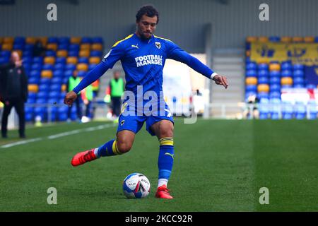 Cheye Alexander vom AFC Wimbledon kontrolliert den Ball während des Spiels der Sky Bet League 1 zwischen AFC Wimbledon und Fleetwood Town am 5.. April 2021 in Plough Lane, Wimbledon, London, Großbritannien. (Foto von Federico Maranesi/MI News/NurPhoto) Stockfoto