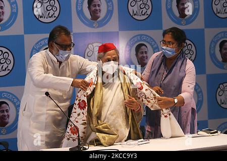 Jaya Bachchan, Parlamentsabgeordnete der politischen Partei Samajwadi und Ehefrau des indischen Superstar-Schauspielers Amotab Bachchan bei einem Pressetreffen in Kalkutta, Indien, am 05. April 2021. Jaya Bachchan ist in kalkutta, um sich für den Trinamool-Kongress in den Umfragen der Versammlung zu kampieren. (Foto von Debajyoti Chakraborty/NurPhoto) Stockfoto