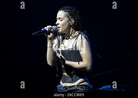 Die Sängerin Dora Postigo Bose während der Aufführung im Conde Duque Center in Madrid, Spanien am 16. April 2021. (Foto von Oscar Gonzalez/NurPhoto) Stockfoto