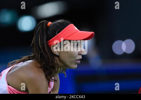 Mihaela Buzarnescu, Spielerin des Teams Rumänien im Spiel gegen Martina Trevisan, italienerin beim Billie Jean King Cup in Cluj-Napoca, Rumänien am 16. April 2021. (Foto von Flaviu Buboi/NurPhoto) Stockfoto