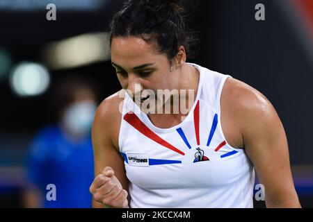 Martina Trevisan Spielerin des italienischen Teams während des Spiels gegen Mihaela Buzarnescu, rumänische Spielerin beim Billie Jean King Cup in Cluj-Napoca, Rumänien am 16. April 2021. (Foto von Flaviu Buboi/NurPhoto) Stockfoto