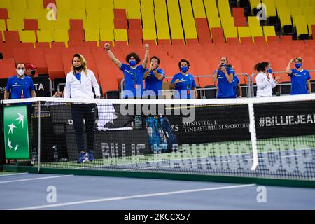 Martina Trevisan Spielerin des italienischen Teams während des Spiels gegen Mihaela Buzarnescu, rumänische Spielerin beim Billie Jean King Cup in Cluj-Napoca, Rumänien am 16. April 2021. (Foto von Flaviu Buboi/NurPhoto) Stockfoto