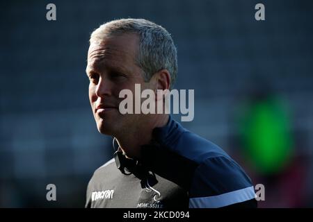 Cheftrainer Dave Walder von Newcastle Falcons vor dem Spiel der Gallagher Premiership zwischen Newcastle Falcons und Bristol im Kingston Park, Newcastle, England, am 17.. April 2021. (Foto von Chris Lishman/MI News/NurPhoto) Stockfoto