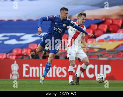 Jamie Vardy von Leicester City während des Halbfinales des Emirates FA Cup zwischen Leicester City und Southampton im Wembley-Stadion in London, Großbritannien, am 18.. April 2021. (Foto by Action Foto Sport/NurPhoto) Stockfoto