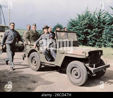 Präsident Franklin D. Roosevelt 1943 amerikanische Truppen in Casablanca, Marokko, zu überprüfen. Stockfoto