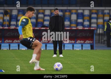 Gennaro Gattuso Cheftrainer des SSC Napoli während der Serie A Spiel zwischen SSC Napoli und SS Lazio im Stadio Diego Armando Maradona Neapel Italien am 22. April 2021. (Foto von Franco Romano/NurPhoto) Stockfoto