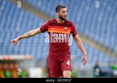 Bryan Cristante von AS Roma zeigt während der Serie Ein Spiel zwischen AS Roma und Atalanta BC im Stadio Olimpico, Rom, Italien am 22. April 2021. (Foto von Giuseppe Maffia/NurPhoto) Stockfoto