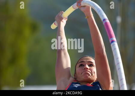Roberta Bruni Italienische Pole Vault-Meisterin in Rieti, Italien, am 23. April 2021. (Foto von Riccardo Fabi/NurPhoto) Stockfoto