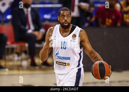 10 wird Thomas von Zenit St. Petersburg während des Spiels 2 von Turkish Airlines Euroleague Basketball Playoff-Spiel zwischen FC Barcelona und Zenit St. Petersburg im Palau Blaugrana am 23. April 2021 in Barcelona, Spanien. (Foto von Xavier Bonilla/NurPhoto) Stockfoto