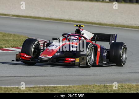 25 Marino Sato aus Japan von Trident, Aktion am zweiten Tag des FIA Formel 2 Tests auf dem Circuit de Barcelona - Catalunya am 24. April 2021 in Montmelo, Spanien. (Foto von Xavier Bonilla/NurPhoto) Stockfoto