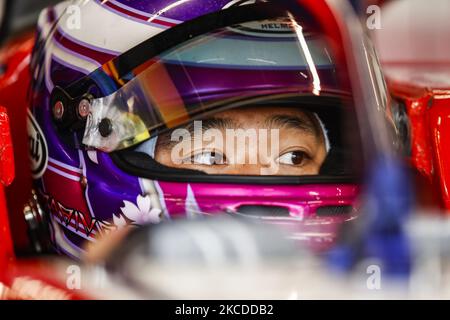 Marino Sato aus Japan von Trident, Portrait am dritten Tag des FIA Formel 2 Tests auf dem Circuit de Barcelona - Catalunya am 25. April 2021 in Montmelo, Spanien. (Foto von Xavier Bonilla/NurPhoto) Stockfoto