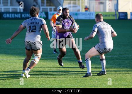 Ukuma Ta'ai von Newcastle Thunder in Aktion beim WETTSPIEL DER BETFRED Championship zwischen Newcastle Thunder und Sheffield Eagles am 25.. April 2021 im Kingston Park, Newcastle, England. (Foto von Chris Lishman/MI News/NurPhoto) Stockfoto