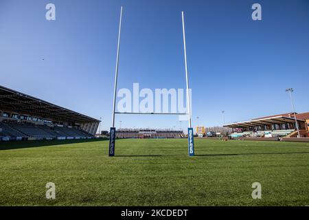 Die Szene wird an einem sonnigen Nachmittag in Newcastle upon Tyne vor dem BETFRED Championship-Spiel zwischen Newcastle Thunder und Sheffield Eagles im Kingston Park, Newcastle, England, am 25.. April 2021 gespielt. (Foto von Chris Lishman/MI News/NurPhoto) Stockfoto