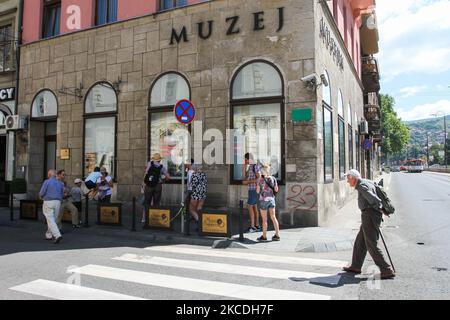 Museum von Sarajevo 1878–1918 Gebäude an der Stelle der Tötung des Erzherzogs Franz Ferdinand, in Sarajevo, Bosnien und Herzegowina am 14. Juli 2015. (Foto von Jakub Porzycki/NurPhoto) Stockfoto