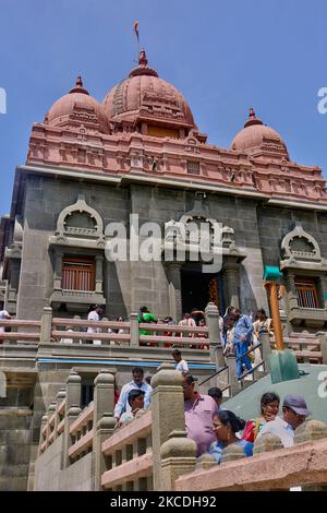 Vivekananda Rock Memorial Temple in Kanyakumari, Tamil Nadu, Indien. Das Vivekananda Rock Memorial wurde 1970 zu Ehren von Swami Vivekananda errichtet, der angeblich die Erleuchtung auf dem Felsen erlangt haben soll. (Foto von Creative Touch Imaging Ltd./NurPhoto) Stockfoto